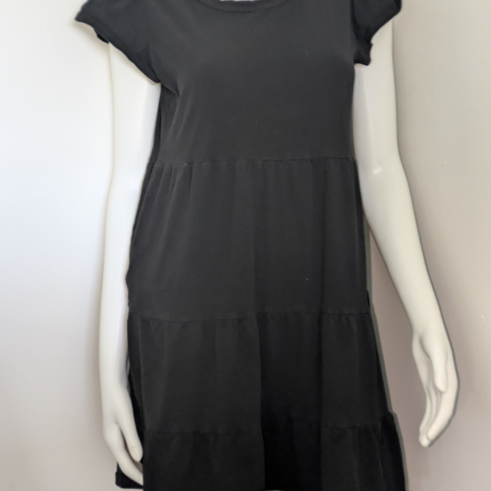 Time and Tru Black Flutter Sleeve Sundress